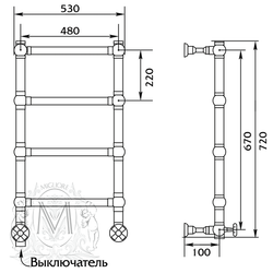Полотенцесушитель электрический Migliore Colosseum ML.CLS-EL.300 схема