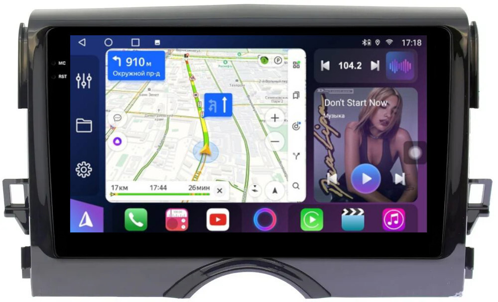 Магнитола для Toyota Mark X 130 2009-2019 - FarCar BM9-9537 монитор 9.5" QLED на Android 14, TS10, 4+32Гб, CarPlay, 4G SIM-слот