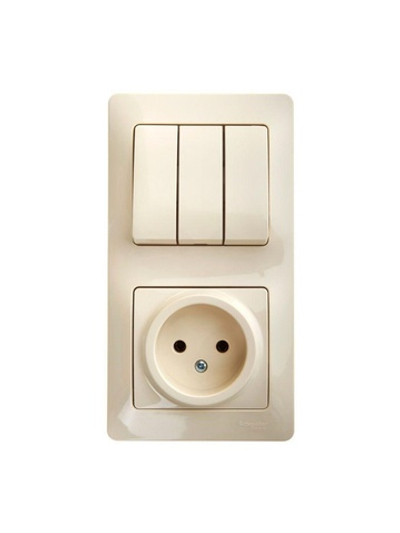Блок комбинированный Glossa (розетка + 3-кл. выкл.) беж. SE GSL000276