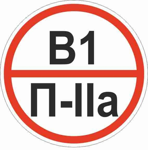 Знак пластик "Категории помещения по взрывопожарной и пожарной опасности В1 П-IIа" (200x200) ГОСТ 12.4.026-2015 EKF PROxima (100.00 шт.)