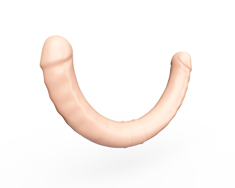 Двусторонний телесный фаллоимитатор с венками - 44 см. (Цвет: телесный)