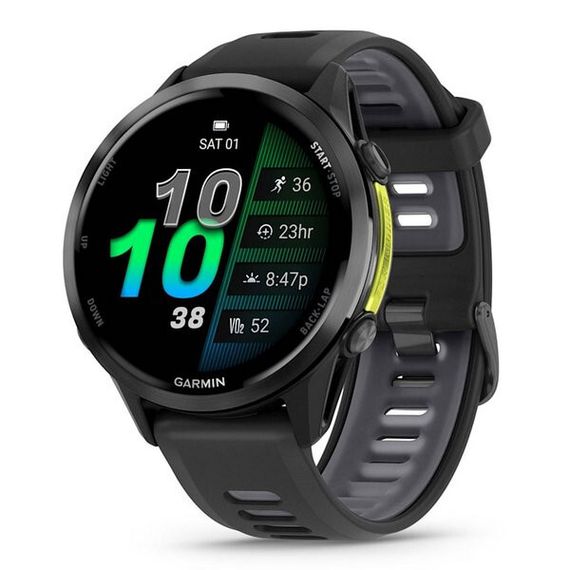 Garmin Forerunner 970 черные, темно-серый DLC титановый безель, с черно-серым ремешком
