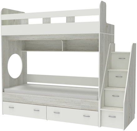 Двухъярусная кровать КарИВи Юниор 1 80х190 Винтерберг Белый