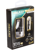 Зарядное устройство WALKER WH-61 GaN PD30W+QC3.0 3A Type-C+USB + кабель Type-C-Lightning Black