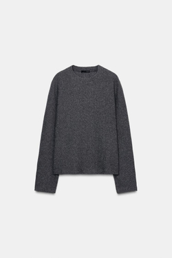 ZARA МЯГКАЯ ТОЛСТОВКА С ДЛИННЫМ РУКАВОМ, СЕРЫЙ МЕЛАНЖ