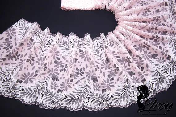 03-205 Кружево эластичное 22 см, розовый/белый