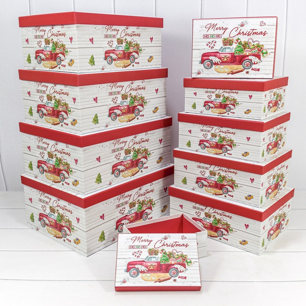 Коробка 37.5 х 29 х 16 см Набор 10 шт "Новый год" (Белый)