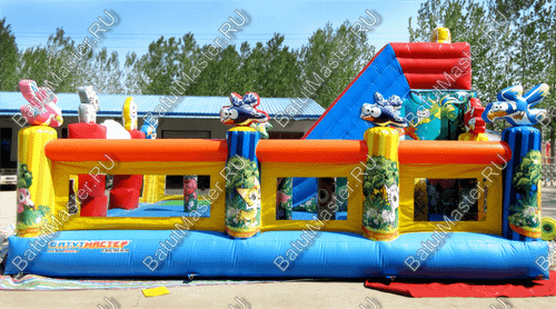 Коммерческий надувной батут "Звериный мир" 7*5*4 м