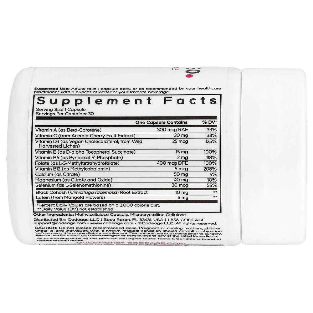 Codeage, Multivitamin 50, мультивитамины для женщин, 30 растительных капсул