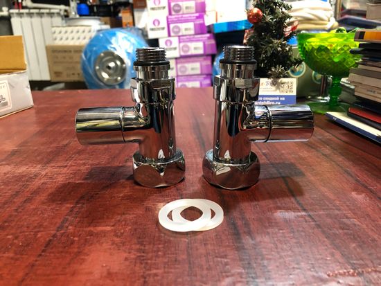 Кран для полотенцесушителя прямой 1х1/2" г/ш круглый Tim, 2 шт