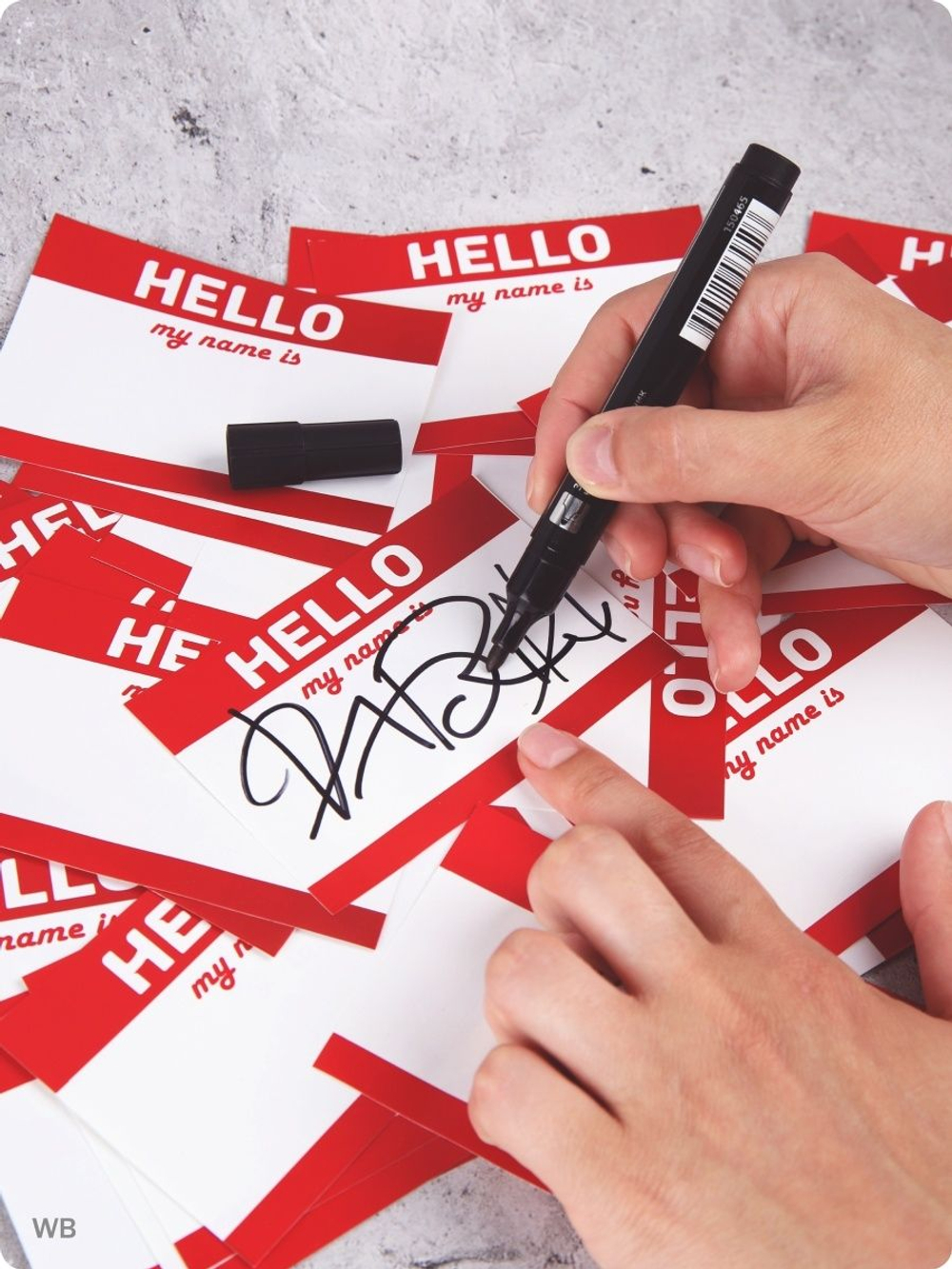 Наклейки чёрные hello my name is 50 шт., стикеры для граффити на стены, мебель, телефон, ноутбук