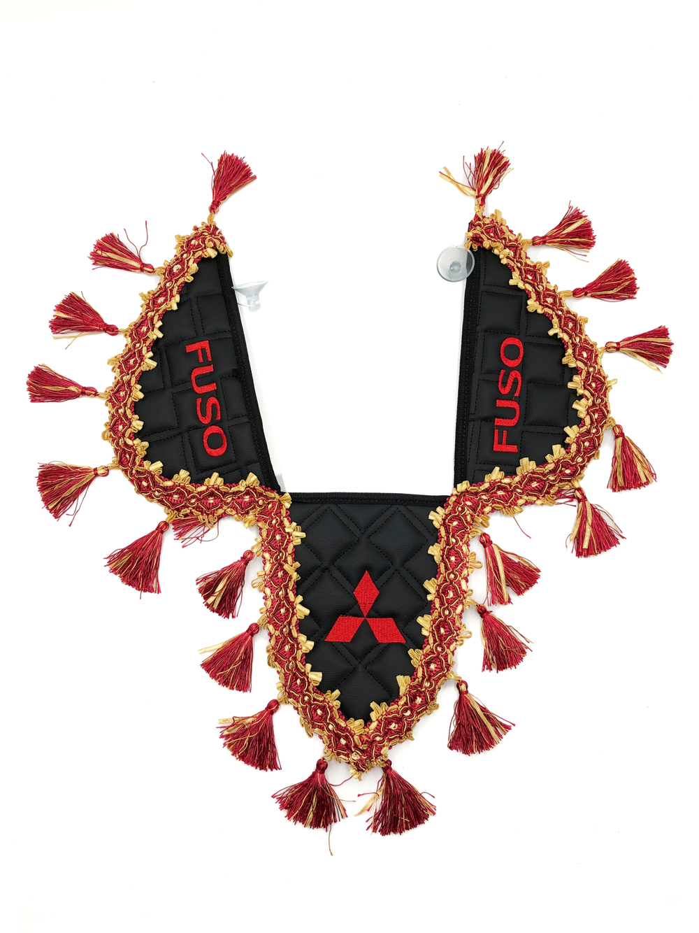 Вымпел тройной Fuso (экокожа, черный с красными кисточками)