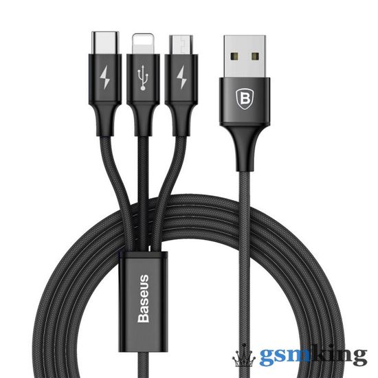 Baseus Rapid Series 3-in-1 Cable Micro+Lightning+Type-C 3A 1.2M Black CAMLT-SU01