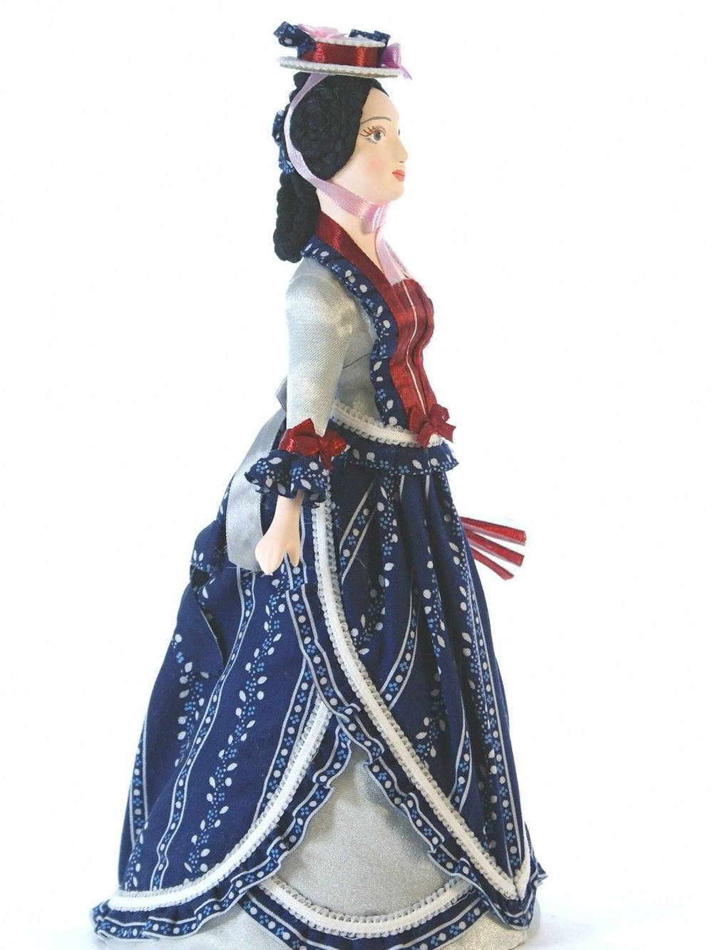 Кукла-шкатулка фарфоровая коллекционная Дама в костюме 18 века