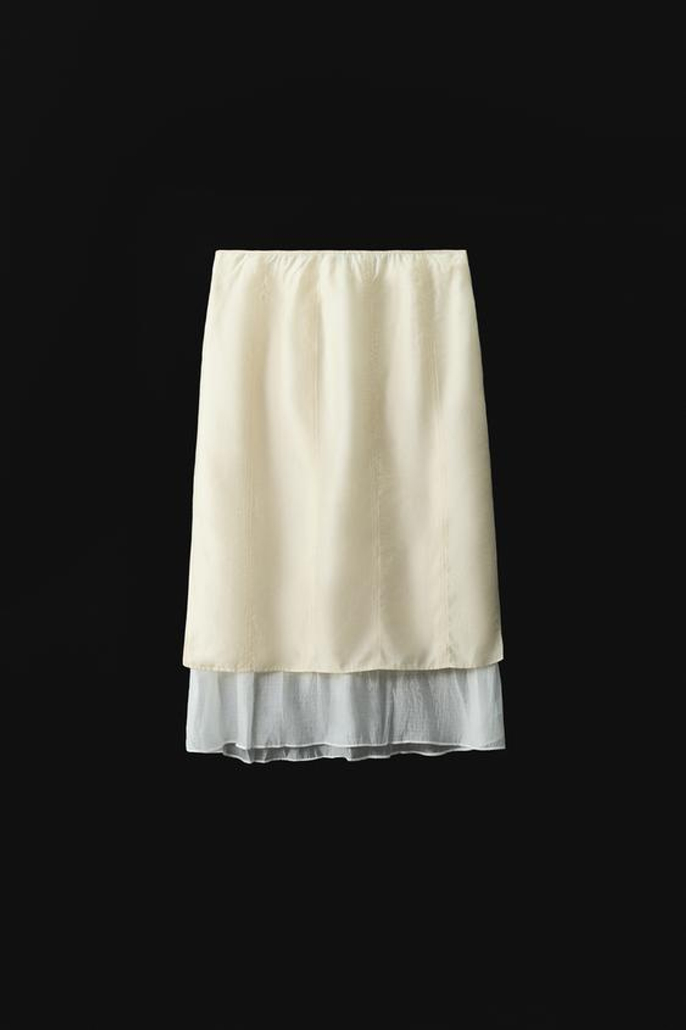 ZARA КОМБИНИРОВАННАЯ ЮБКА МИДИ — ZW COLLECTION, ЭКРЮ