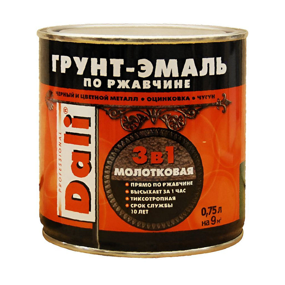 Грунт-эмаль по ржавчине "DALI" 3 В 1 МОЛОТКОВАЯ МЕДНАЯ 0,75 л