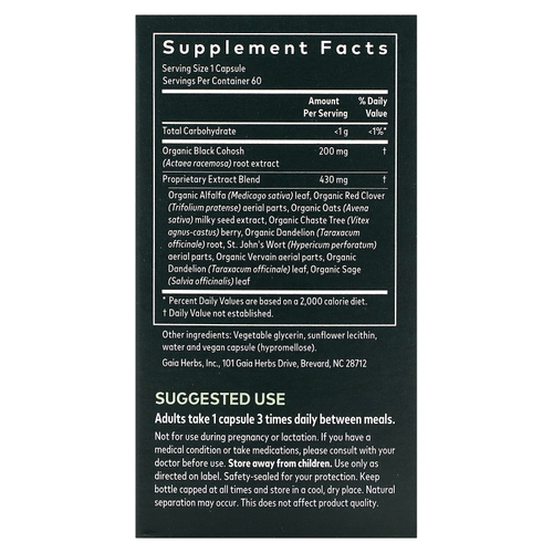 Gaia Herbs, для женщин, добавка для поддержки в период менопаузы, дневная, 60 веганских капсул Phyto-Caps