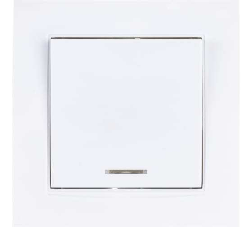 Выключатель 1-клавишный с подсветкой с/п 10А 220В белый 7947397