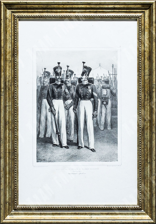 Раффе Огюст. Унтер-офицеры и солдаты Волынского полка (императорская гвардия). Литография 1843 г.