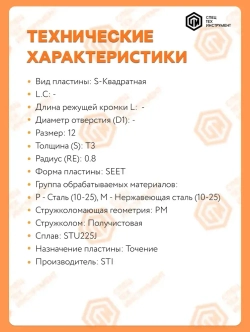 Пластина SEET120308PER-PM STU225J STI 1 штука СпецТехИнструмент