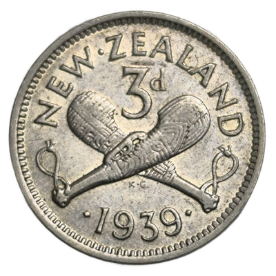 Монета 3 пенса 1939 год Новая Зеландия