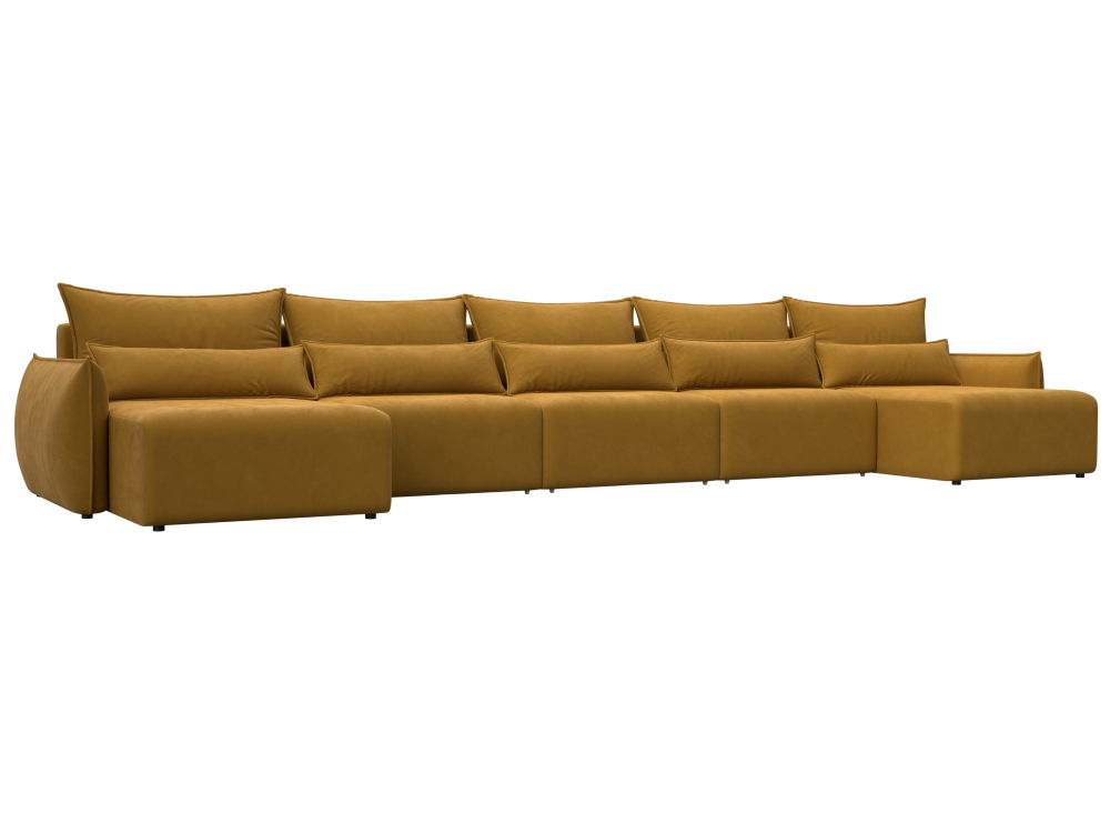 Диван П-образный Лига-051 НПБ МегаЛонг ВЕЛЮР BRUT 10 желтый
