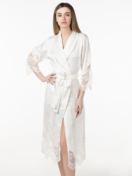 Женский шелковый халат 15055 крем NUSA Турция