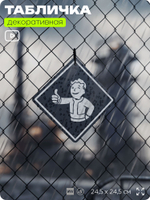Табличка декоративная "Фоллаут, Fallout, Волт-Бой" на дверь и стену, прикольная штука в подарок геймеру, декоративный знак, 24,5х24,5 см, Айдентика Технолоджи