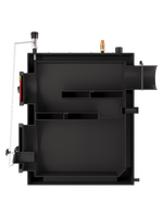Твердотопливный котел длительного горения ДИВО-50 на 50 кВт. Помещение до 1350 куб.м. Вид сбоку в разрезе
