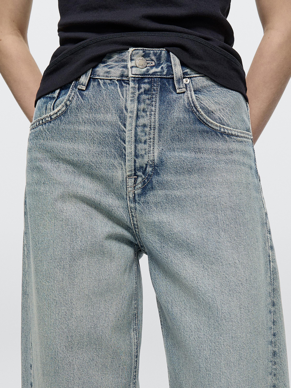 Massimo Dutti Джинсы свободного кроя средней посадки, светло-голубой