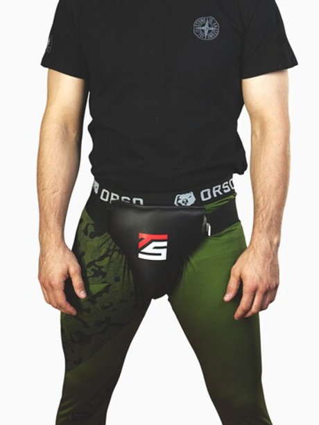 Защита паха мужская, бандаж черный Tomorrow Star с черной резинкой