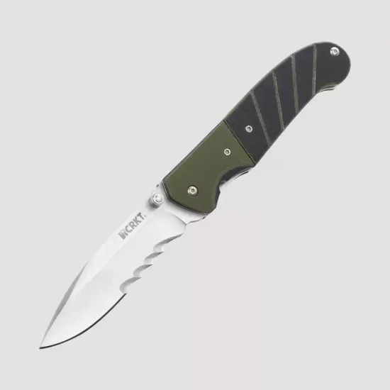 Складной нож CRKT полуавтоматический Ignitor Combo Edge CR/6855 c клинком из стали 8Cr13MoV, рукоять G10