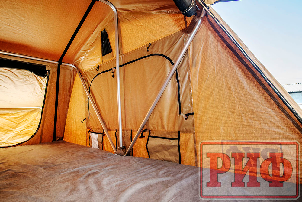 Палатка на крышу автомобиля РИФ Soft RT02-120, тент песочный, 120х240х115 см