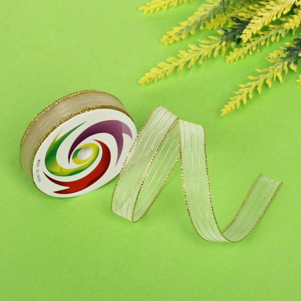 Лента для декорирования «Сияние» 1.5 см, 5 м, Золото (капрон)