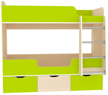 Кровать двухъярусная КарИВи Малыш Двойняшка  Дуб Молочный Лайм