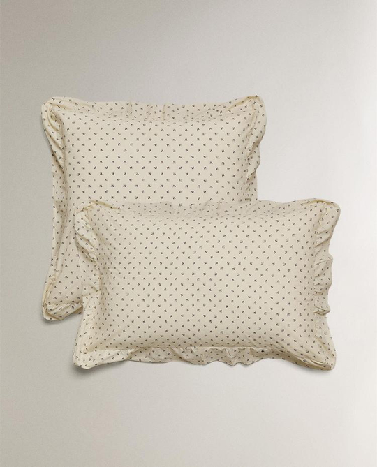 ZARA HOME ДЕТСКАЯ НАВОЛОЧКА С ОБОРКАМИ, ЭКРЮ