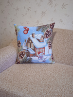 Декоративный гобеленовый чехол для интерьерной подушки Новогоднее утро 47х47