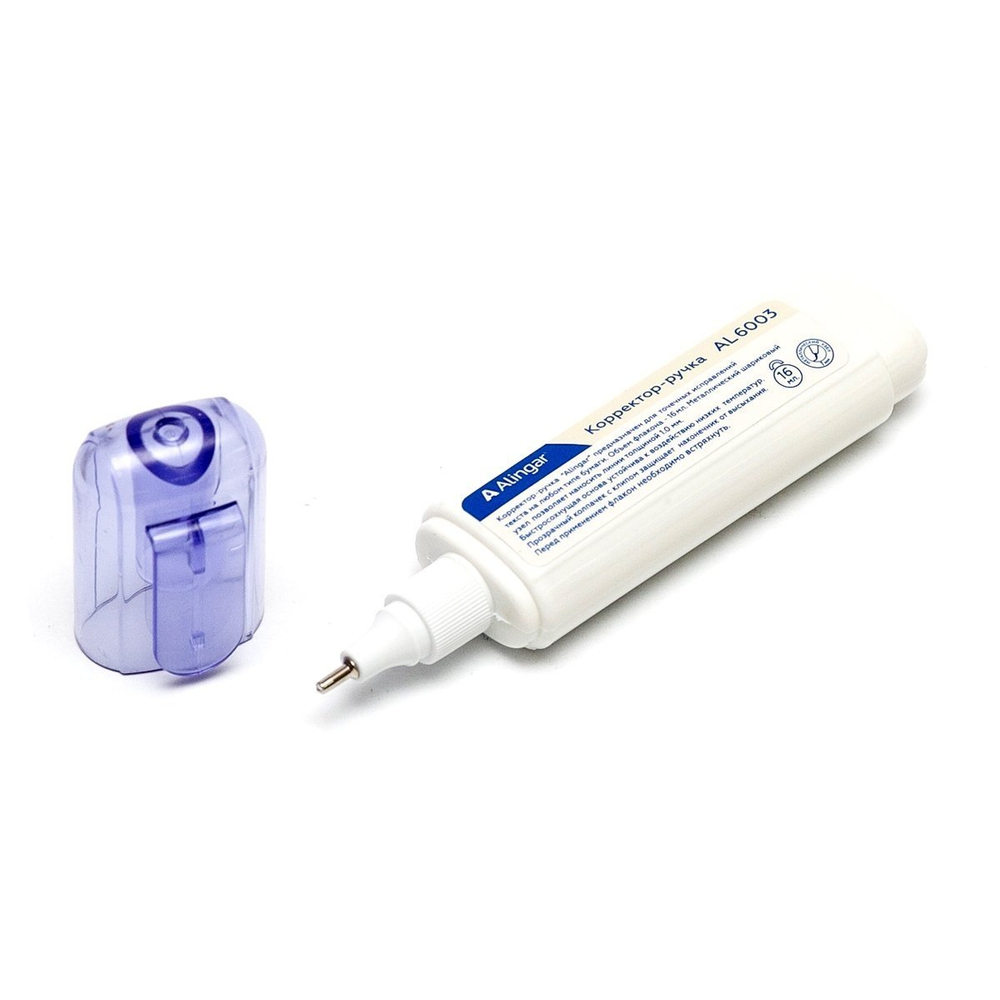 Корректор-ручка Alingar, 16 мл, на спиртовой основе, металл. наконечник, уп. 12 шт