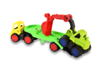 Пластмассовая игрушечная машина Toy Bibib "Эвакуатор с экскаватором" (35*12*22 см), сетка