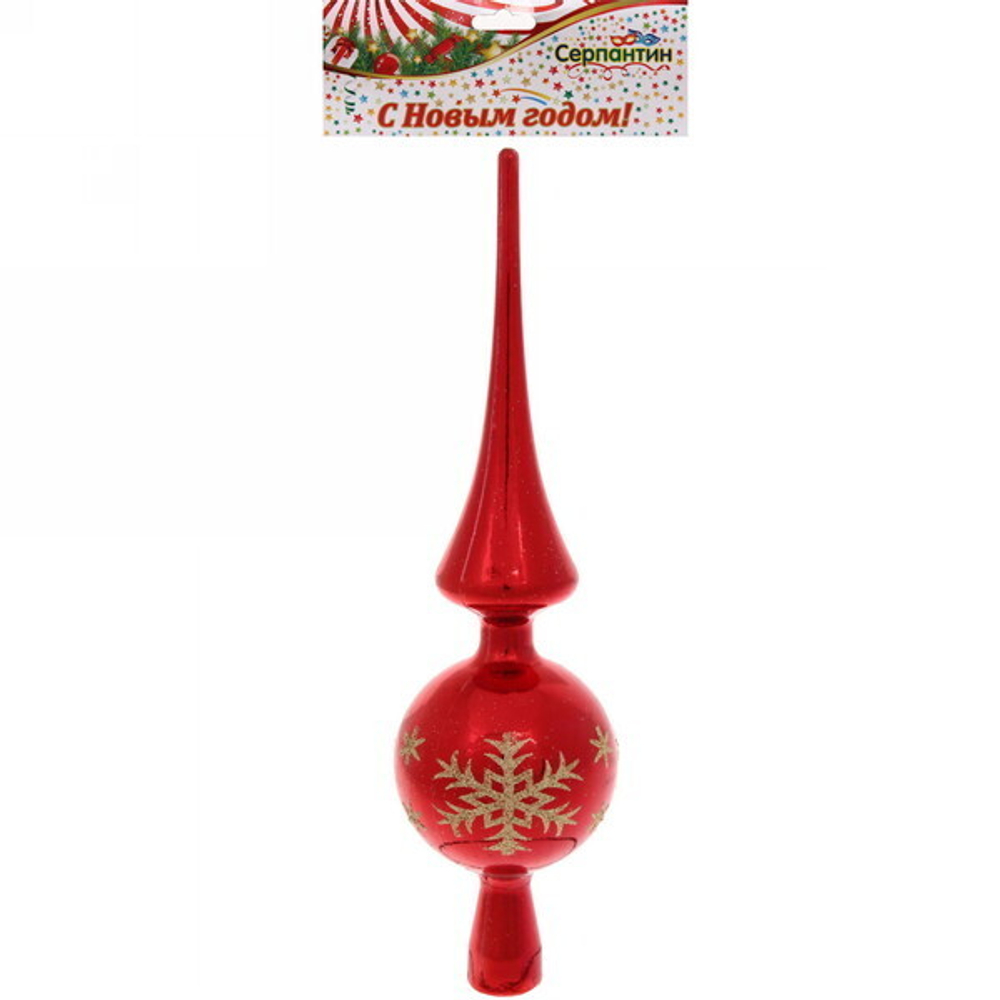 Верхушка на ёлку 26 см «Снежинка», Красный/золото