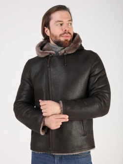 Дубленка зимняя куртка натуральная с капюшоном косуха