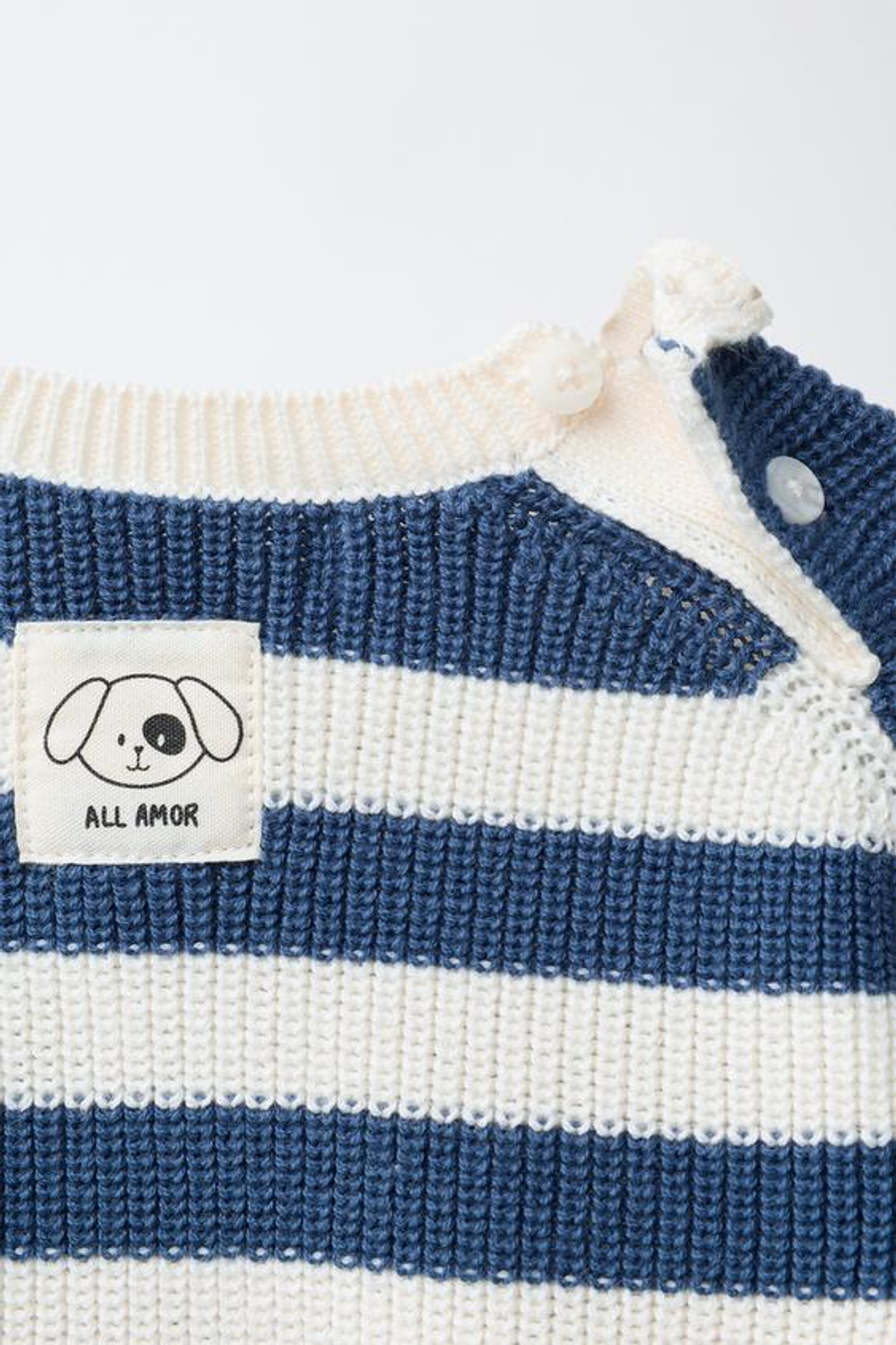 ZARA СВИТЕР В ПОЛОСКУ, ЭКРЮ/СИНИЙ