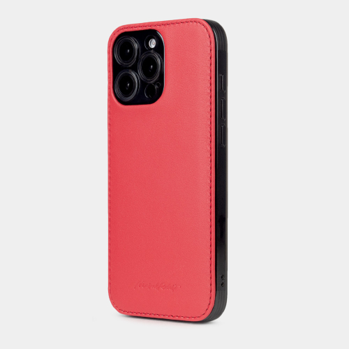 Чехол-накладка для iPhone 16 Pro из кожи теленка, красного цвета