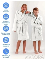 Халат детский махровый "Элит" с капюшоном, цвет: 024-Белый