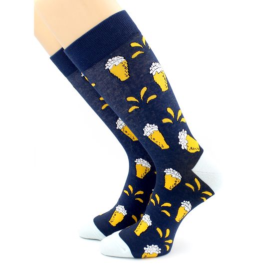 Носки с принтом "Много пива" темно-синие Hobby Line