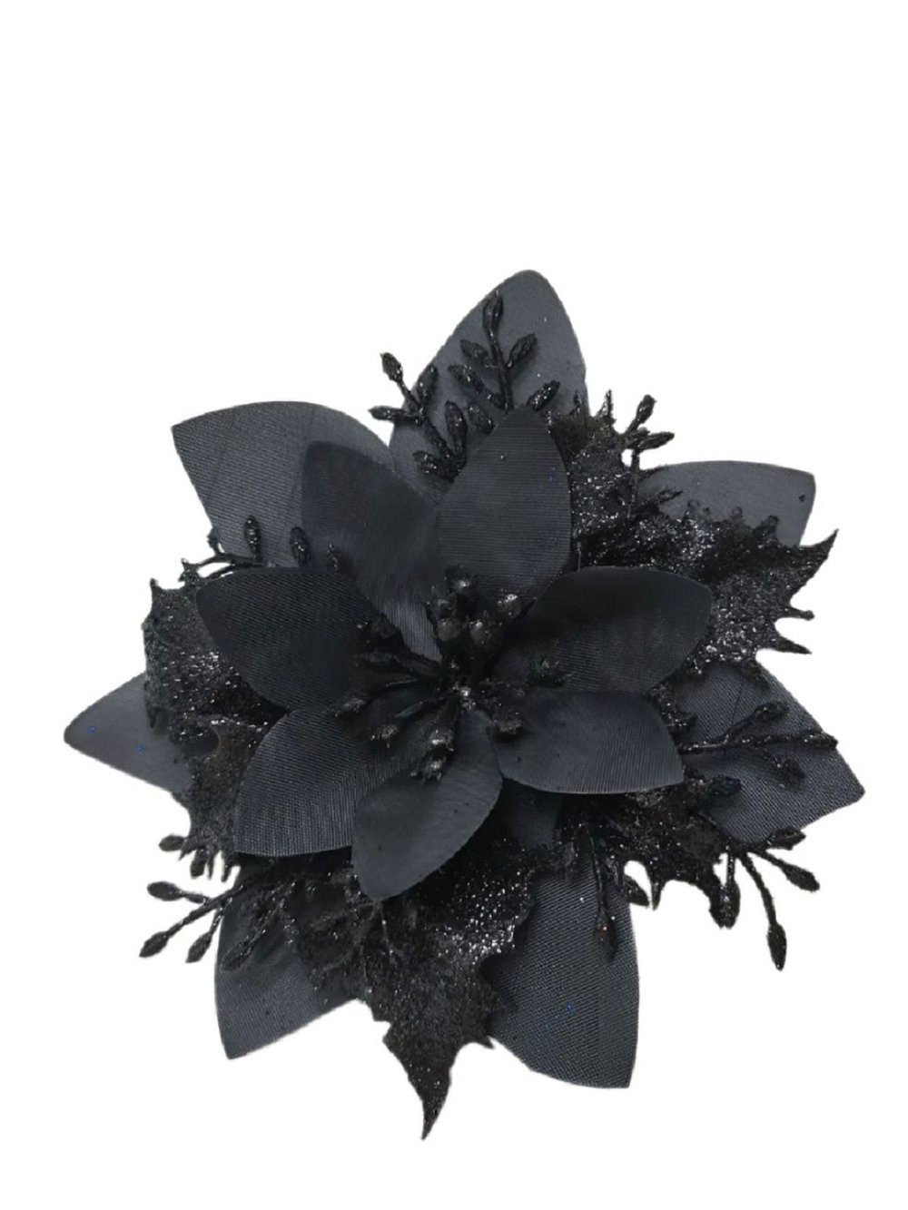 Набор новогодних цветов на ёлку 8шт черные (6934)