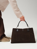 Замшевая сумка сэтчел Colette DBR 31349 черный каштан