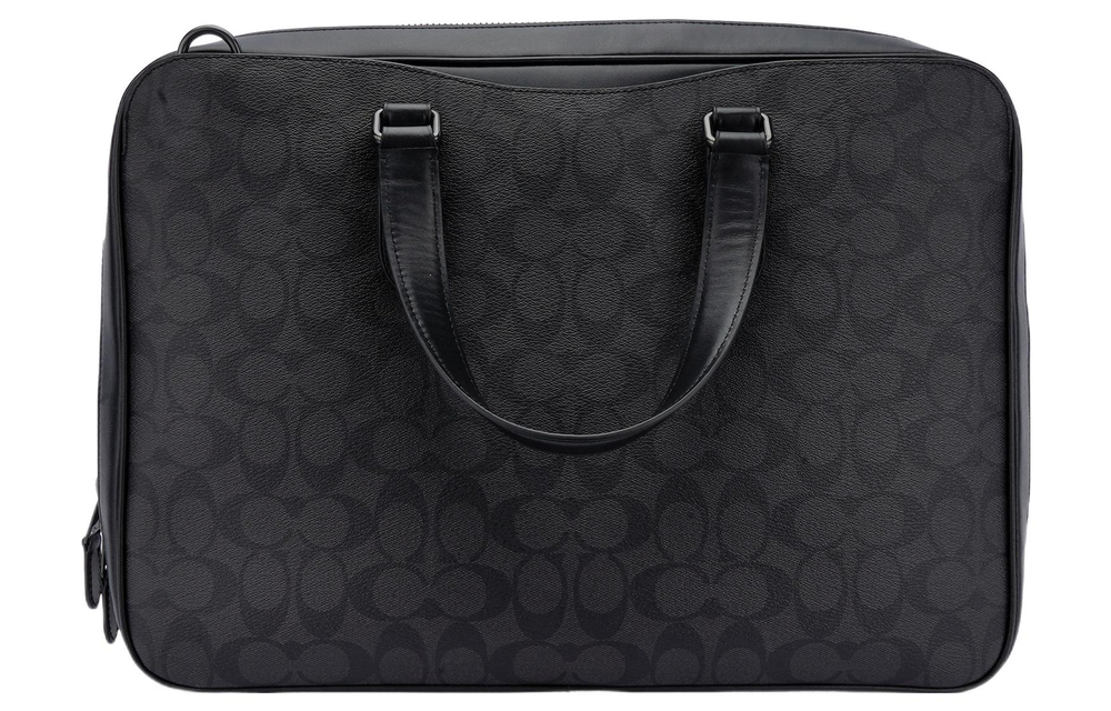 COACH Graham Calfskin With Coated Canvas Laptop Bag, Briefcase, Handbag, Shoulder Bag, Crossbody Bag Large Men"s Black