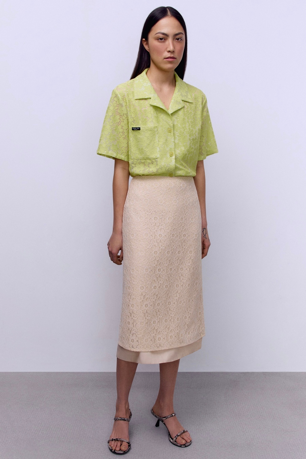 Юбка А-лайн с кружевом