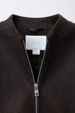 ZARA МЯГКАЯ КУРТКА-БОМБЕР, КОРИЧНЕВЫЙ